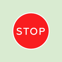 Stop Sign on Gray Background. Modern Flat Vector Illustration. Social Media Template.