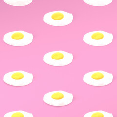3d rendered pink sunny side up eggs pattern.