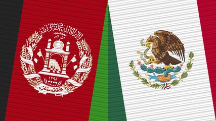 Mexico and Afghanistan Two Half Flags Together Fabric Texture Illustration