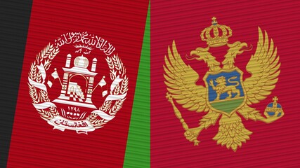Montenegro and Afghanistan Two Half Flags Together Fabric Texture Illustration