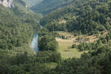 view of the mountain river in the green canyon from above. travel in the mountains