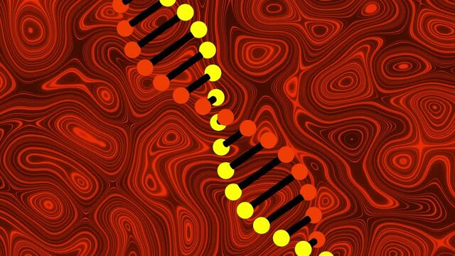 Animation of dna strand over liquid background