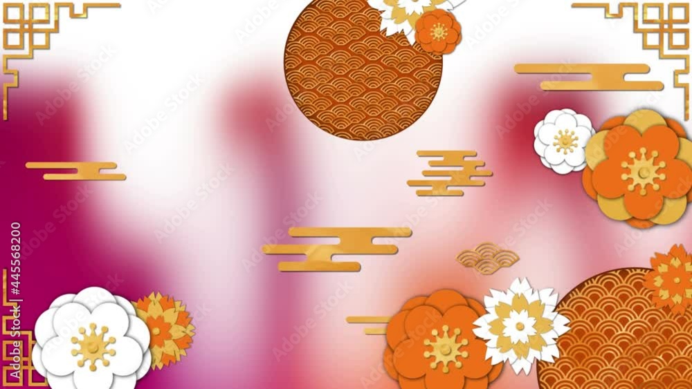 Aufkleber animation of chinese orange and yellow design pattern with copy space