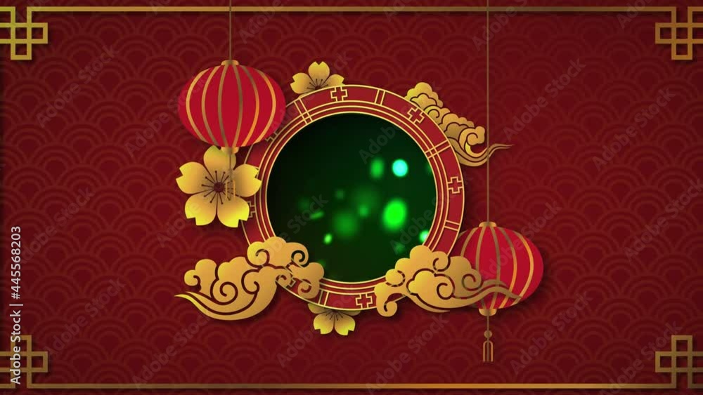 Poster animation of chinese red and yellow design pattern with copy space