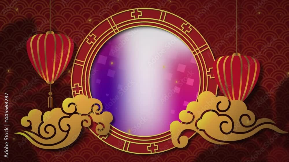 Poster animation of chinese red and yellow design pattern with copy space