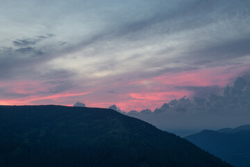 sunset in the Carpathian mountains
