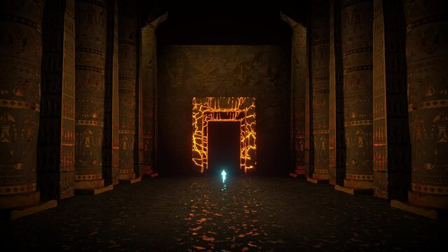4K Animation Psychedelic Ancient Egypt Pyramid With Old Glowing Wallpaintings Ancient Symbols Ankh Seemless Vj Loop Alchemy Egyptian Hieroglyphs 3D