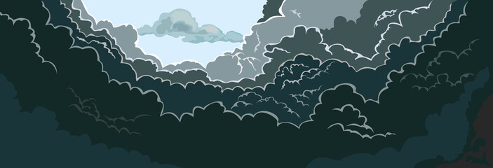 Clouds of smoke and dust from natural disaster or eruption, vector illustration