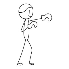 stick figure man in boxing gloves, vector