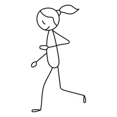 stick figure girl running, vector