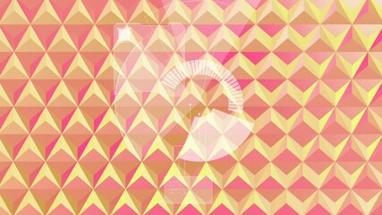 Animation of white scanner rotating and data processing, on orange 2d pattern background