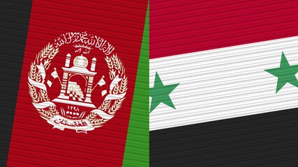 Syria and Afghanistan Two Half Flags Together Fabric Texture Illustration