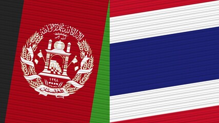 Thailand and Afghanistan Two Half Flags Together Fabric Texture Illustration