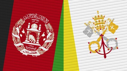 Vatican and Afghanistan Two Half Flags Together Fabric Texture Illustration