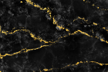 Black marble stone natural pattern texture with gold line background and use for interiors tile wallpaper luxury design