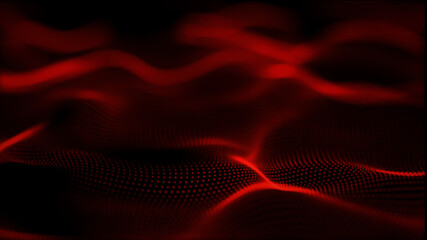 3d illustration of abstract red background with a dynamic wave.