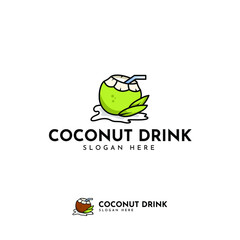 Logo cococnut drink, coconut beer, coconut time, coconut cream illustration simple design