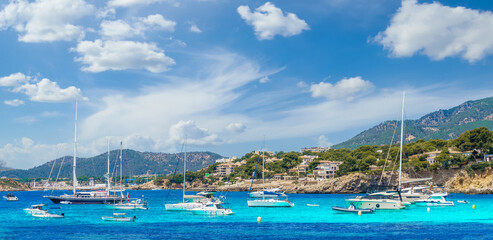 Landscape with sea coast and little harbor in Cala Xinxell,  Illetas, Mallorca island, Spain © Balate Dorin
