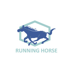 blue horse running logo silhouette of nice horse vector illustrations