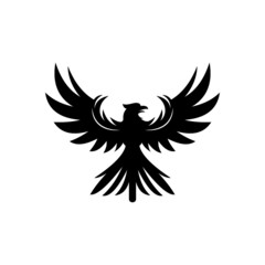 Obraz premium black hawk logo, silhouette of predator bird vector illustrations