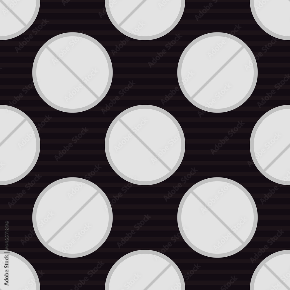 Poster white tablets pattern. seamless circle tablet ornament. vector.