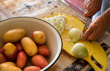 Cooking vegetables at home.