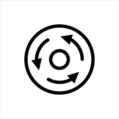 An icon with three arrows in a circle on a white background.