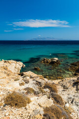 Fototapeta na wymiar Nudist Gay Elia Beach in Mykonos, Greece