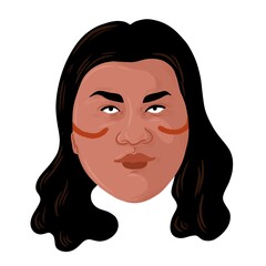 Nonbinary indigenous Person with brown skin and black hair. They are wearing ritual paint on their cheeks. 