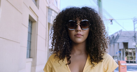 Beautiful african american female model wear sunglasses