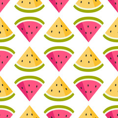 Vector seamless simple pattern with watermelons. Sweet background for printing onto fabric, wrapping paper, gift wrapping and wallpaper