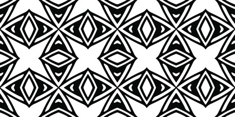  floral seamless pattern background.Geometric ornament for wallpapers and backgrounds. Black and white pattern.