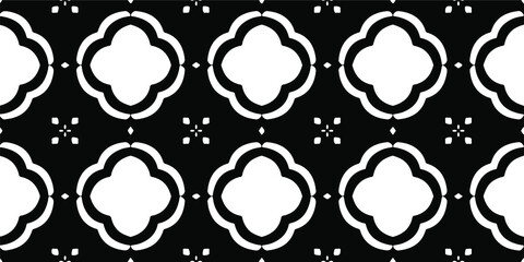  floral seamless pattern background.Geometric ornament for wallpapers and backgrounds. Black and white pattern.