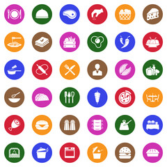 Gastronomy Icons. White Flat Design In Circle. Vector Illustration.