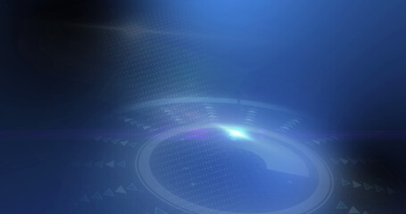 Image of scope scanning and data processing over blue background