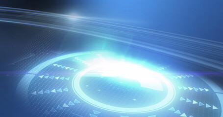 Image of scope scanning and data processing over blue background