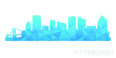 Pittsburgh, PA, USA Low Poly Skyline Clip Art City Design. Geometric Polygon Graphic Horizon Icon. Vector Illustration Symbol.