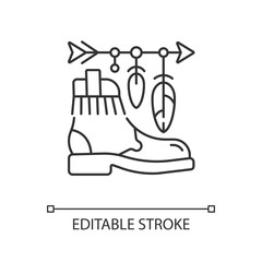 Boho lifestyle linear icon. Practicing unconventional style. Hippie fashion. Spiritual pursuits. Thin line customizable illustration. Contour symbol. Vector isolated outline drawing. Editable stroke