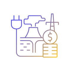 Geothermal energy price gradient linear vector icon. Sustainable thermal power production. Price for energy purchase. Thin line color symbols. Modern style pictogram. Vector isolated outline drawing