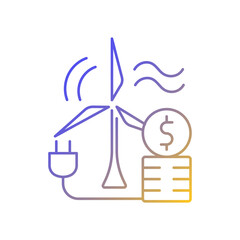 Wind energy price gradient linear vector icon. Windmill for generating alternative renewable power. Thin line color symbols. Modern style pictogram. Vector isolated outline drawing