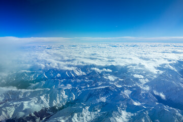 Switzerland and alps view from airplane