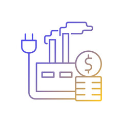 Energy price for industry gradient linear vector icon. Electrical resource for stations. Energy purchase. Thin line color symbols. Modern style pictogram. Vector isolated outline drawing