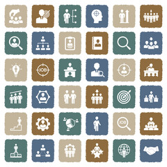Fototapeta premium Head Hunting Icons. Grunge Color Flat Design. Vector Illustration.