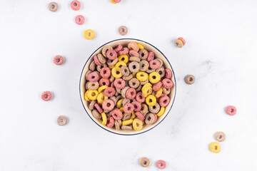 Coloful Cereal breakfast rings Loops in a Bowl