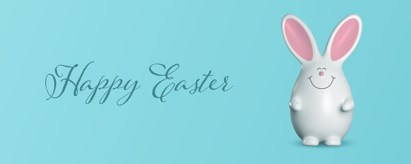 Fototapeta na wymiar 3d Easter bunny. Design element for greeting card, invitation or banner