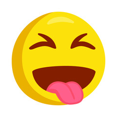 Squinting Tongue Sign Emoji Icon Illustration. Excitement Vector Symbol Emoticon Design Clip Art Sign Comic Style.