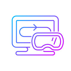 VR games gradient linear vector icon. Modern genre of video games. Realistic first person action gameplay. Thin line color symbols. Modern style pictogram. Vector isolated outline drawing