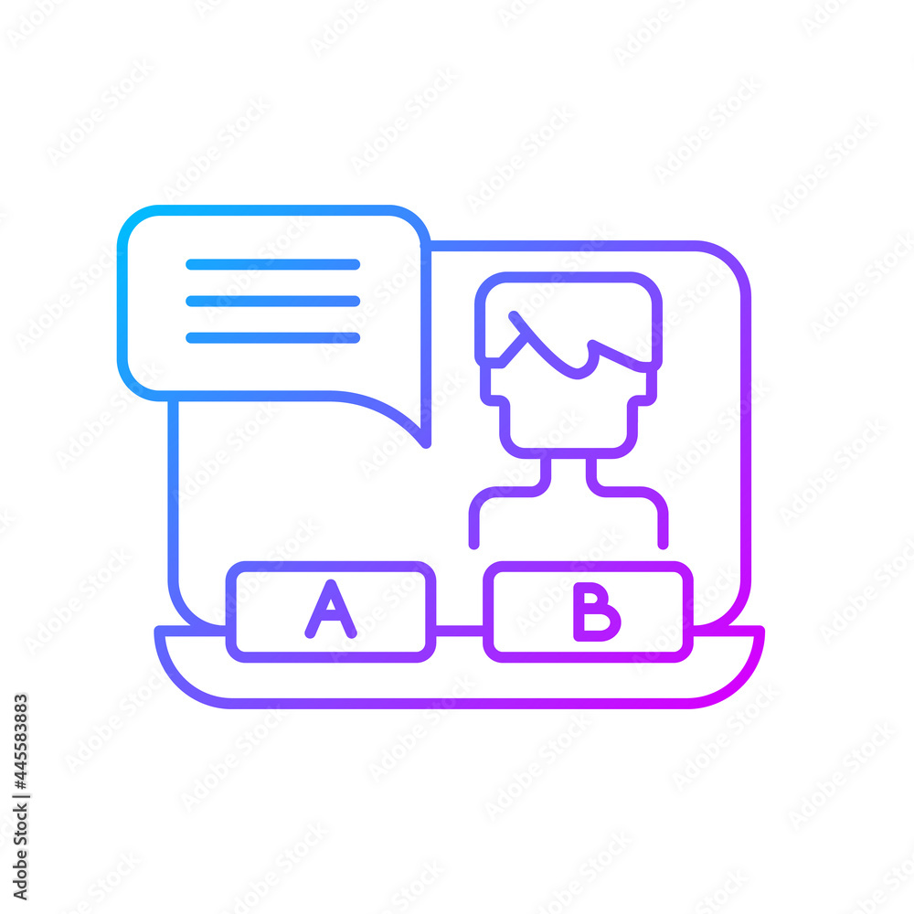Aufkleber visual novel gradient linear vector icon. players making interesting choices during game process. th