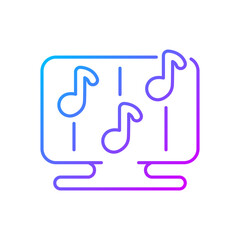 Rhythm games gradient linear vector icon. Special game of music theamed genre. Fun time. Thin line color symbols. Modern style pictogram. Vector isolated outline drawing