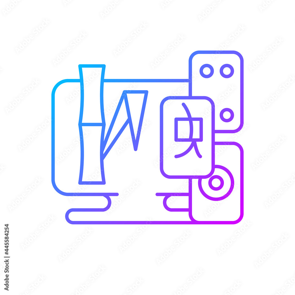 Poster tile games gradient linear vector icon. playing with small pieces for entertainment. popular time sp